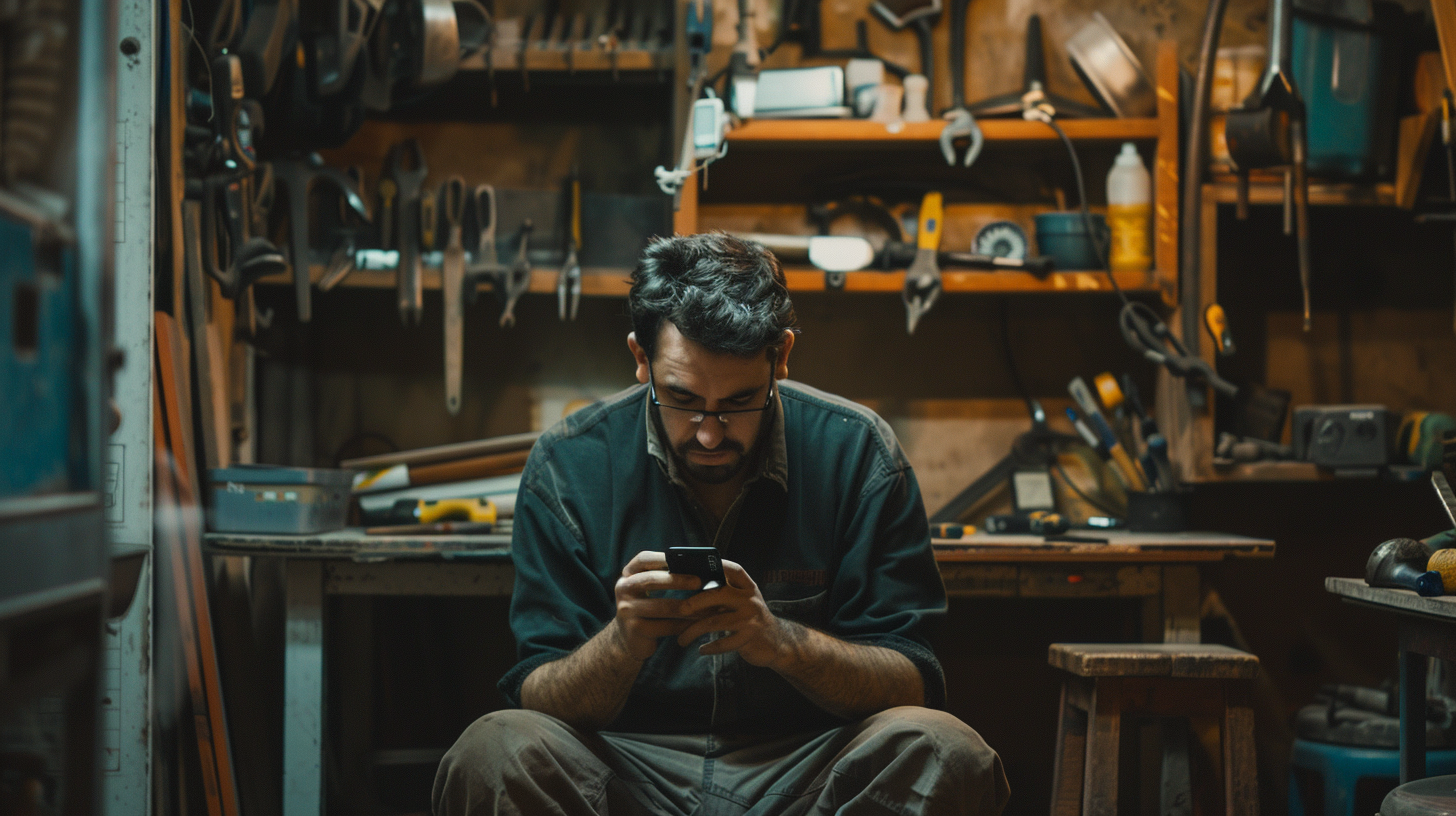 Artisan fatigué sur chantier